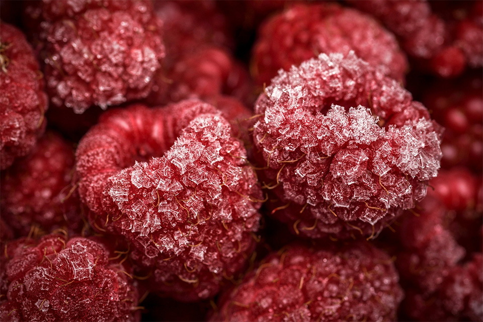gefrorene Himbeeren