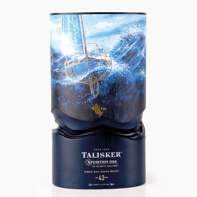 Confezione blu per Talisker Xpedition Oak 43 anni di DIAGEO